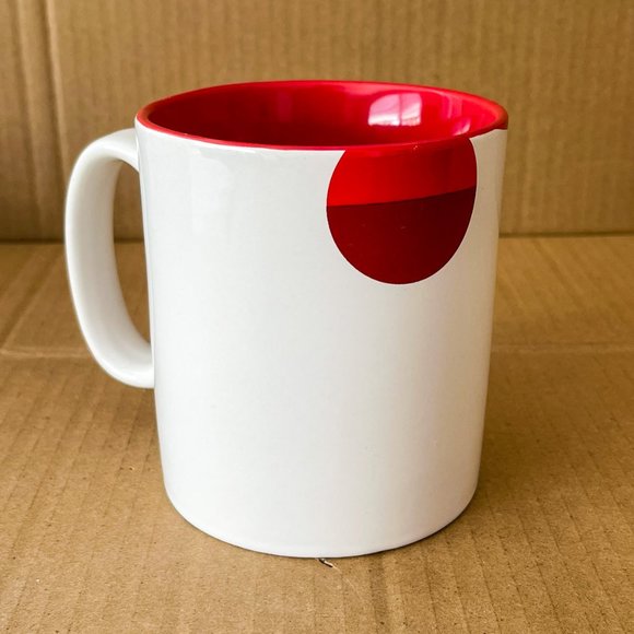 Starbucks Coffee Big White Mug Christmas Holiday Ornaments Balls 2012 Red Inside - Picture 3 of 12